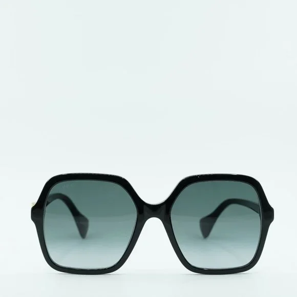 💯 NEW GUCCI GG1072SA 001 SHINY BLACK GREY GRADIENT SQUARE SUNGLASSES - Picture 3 of 11